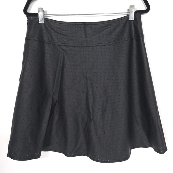 NWOT MARK ZUNINO‎ Skirt Size 10 Black A-Line Mini Perforated Vegan Faux Leather